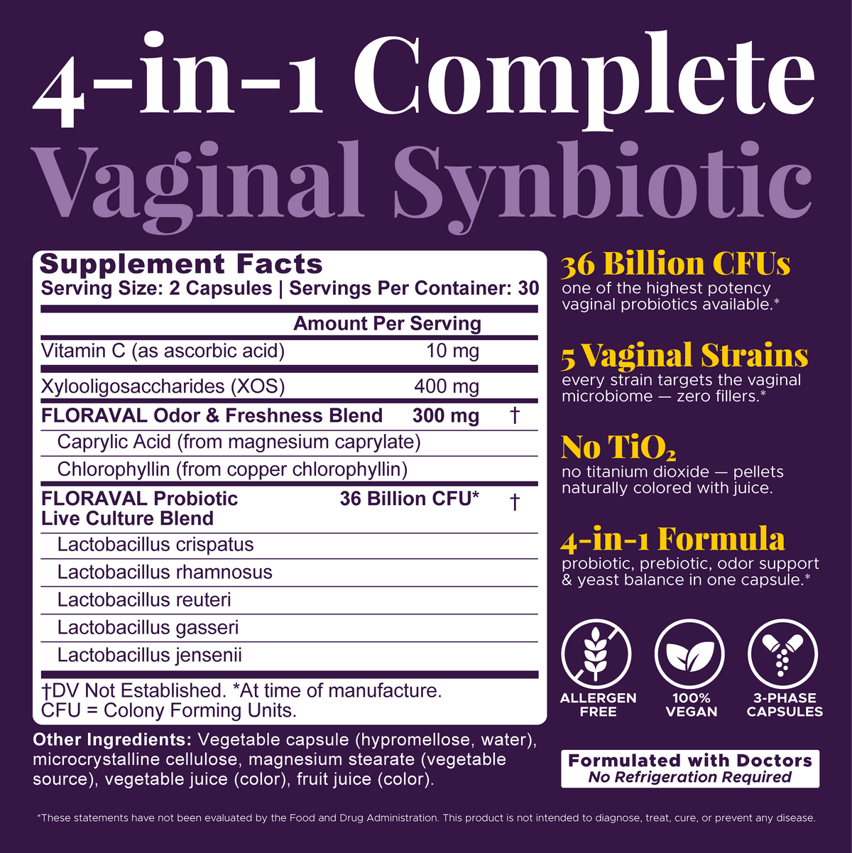 Supplement facts label